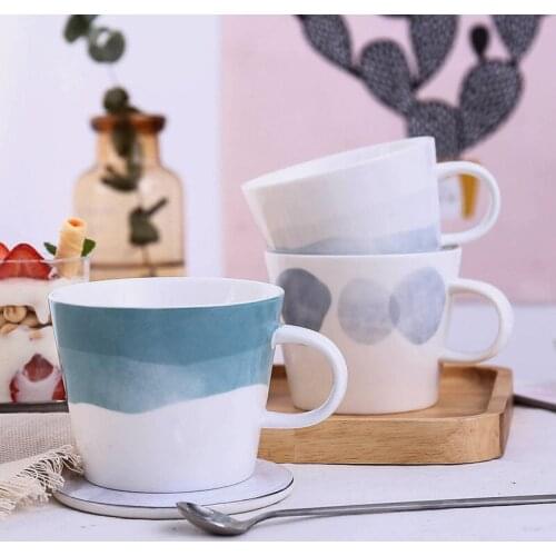 Mug Ceramic Cup Drinkware Cup Milk Cup Breakfast Cup 360ml Girl Home Student Water Cup Gradient Color Bone China Mug Classic