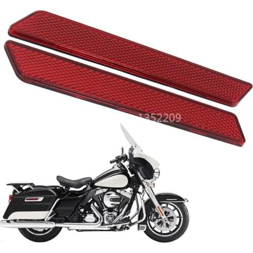Motorcycle Red Reflector Hard Saddlebag Latch Covers Decorative For Harley-Davidson Touring Road King Electra Glide 2014-Up
