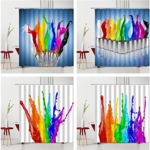 Creativity Shower Curtain Colorful Art Waterproof Polyester Fabric Curtains In The Kitchen Bathtub Decor Machine Washable