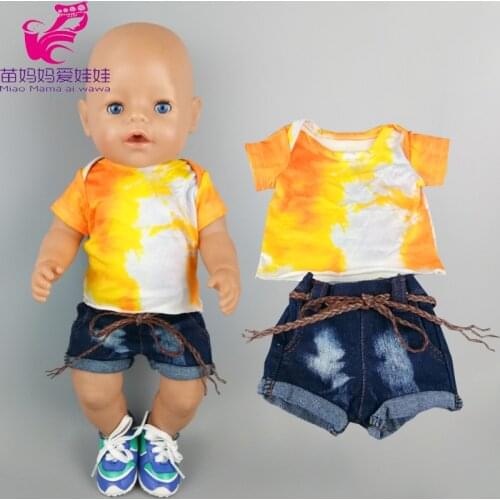 43cm Baby Doll shirt jeans pants 18 Inch American Generation Girl Doll Leisure Outfits Ropa y su Hermanita doll clothes