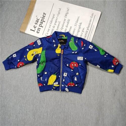Spring and Autumn 2020 jacket childrens boys and girls vegetable and fruit print jacket jacket jacket zipper jacket