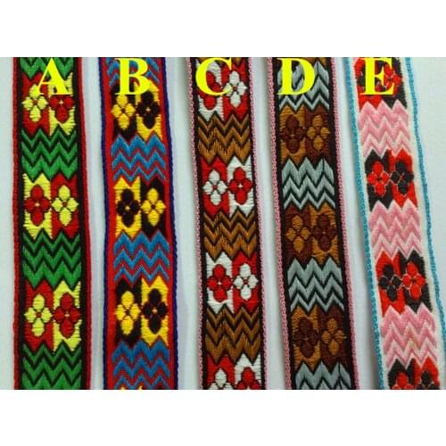 2cm polyester flora and geometric image embroidery ribbon,LLT161022D