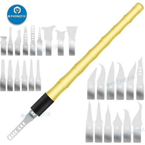 28 in 1 Metal Scalpel BGA Repair Blade Set for CPU NAND IC Chip Glue Removal Tool for iPhone Motherboard PCB Repair Hand Tools