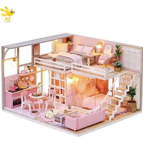 DIY KIT Dollhouse Kit Wooden Doll Houses Miniature Dollhouse Furniture Kit With LED Toys For Children Birthday Gift Cover