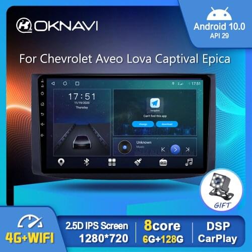 OKNAVI Android 10 Car Radio For Chevrolet Aveo Lova Captival Epica 2006-2019 GPS Stereo Auto Player Carplay Stereo OBD Bluetooth