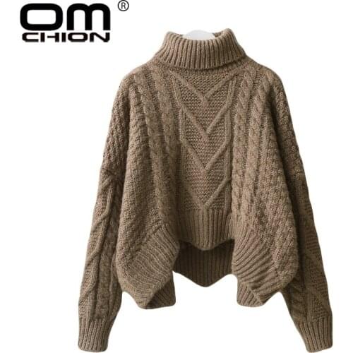 OMCHION Sueter Mujer 2018 Winter Turtleneck Long Sleeve Women Sweaters And Pullovers Ugly Oversized Twist Thicken Pullover LMM69