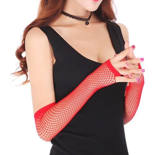 Sexy Women Lady Punk Dance Costume Party Lace Fingerless Fishnet Gloves Mittens T3EF