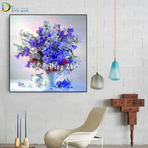 Full Square Diamond Embroidery Cross Stitch Flowers DIY 3D Diamond Painting Still Life With Case Round Drill Mosaic Small Lily
