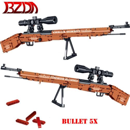 BZDA Machine Gun Sharpshooter 98K Sniper Rifle M1987 M4 Combat Shot Guns Model Building Blocks PUBG SWAT Toys Boys Gift