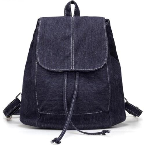 New Denim Canvas Women Backpack Drawstring School Bags For Teenagers Girls Small Backpack Female Rucksack Mochilas Feminin