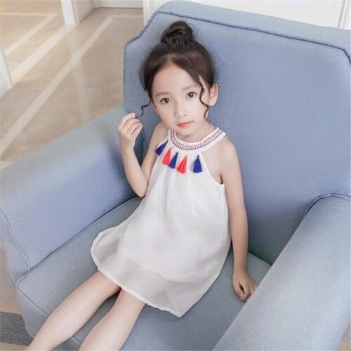 Baby Girls Chiffon Princess Kids Dress Summer Tassel Ethnic Wedding Birthday Party White Dresses Children Clothing Kids Clothes