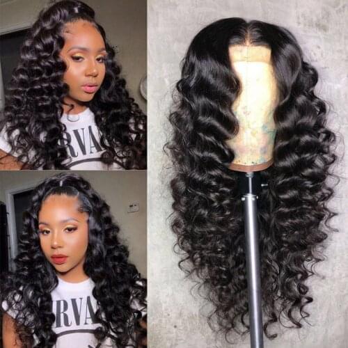 Loose Deep Wave Wig 180 Density 13x4 Brazilian Deep Wave Frontal Wig Lace Front Human Hair Wigs For Women 4x4 Closure Wig Remy