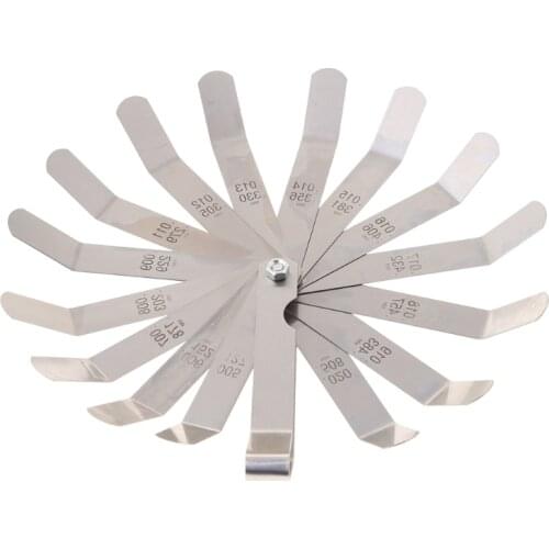 High Strength Metric 0.127-0.508mm Valve Offset Feeler Gauge 16 Blade