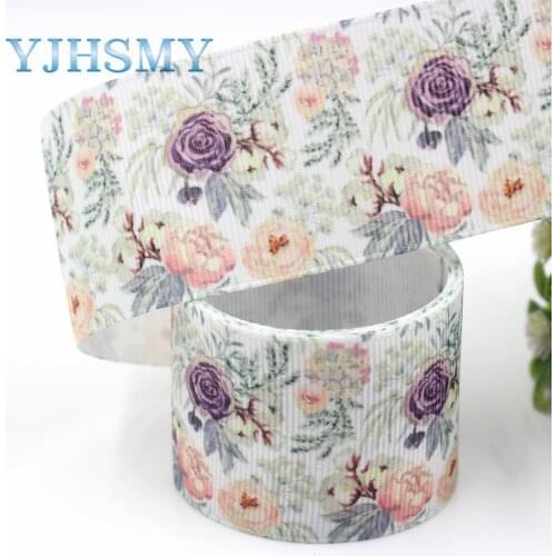 YJHSMY G-18912-1101,10 yards 38 mm flower Printed grosgrain ribbons,Clothing accessories,DIY handmade gift wrapping materials