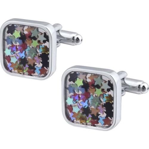 10pairs/lot Creative Silver Square Cufflinks Irregular Hearts/Stars Cuff Links Mens Jewelry Accessory Wedding Gift Wholesale