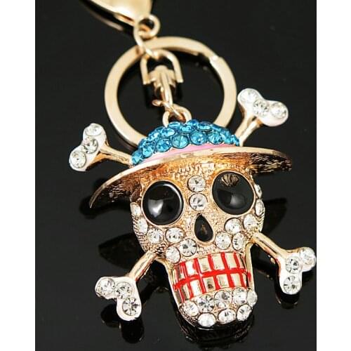 Chic Punk Gothic Skeleton Skull Key Chain Rhinestone Bag Buckle Pendant For Car Keyrings Gift KeyChain jewelry