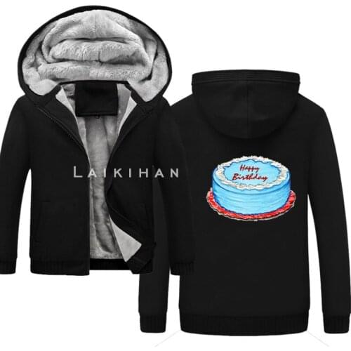 Birthday Cake Winter Fleece Hoodies Navy Camouflage Sweatshirt Coats Casual Mens Jacket Clothes Thick Warm Hoodie Cardigan