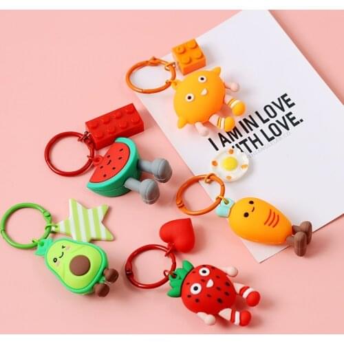 1pc Avocado cartoon key chain cute fruit car keys personality bag pendant