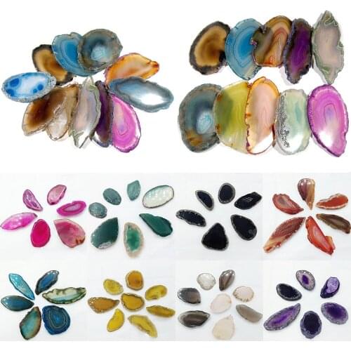 1 Pc Natural Agate Brazil Healing Reiki Stone Quartz Pendant Mineral Irregular Crystal Slice Necklace DIY Pendant Accessories