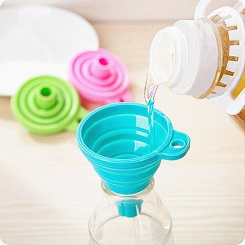 1Pcs Silicone Folding Funnels Kitchen Tools Kitchen Accessory Foldable Funnel Mini Silicone Collapsible Portable Funnel