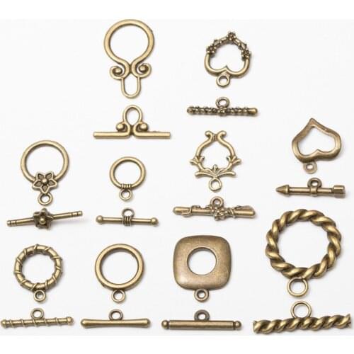 10set Alloy Metal OT Toggle Clasps Connectors Necklaces Findings Antique Bronze Color End Clasps Hooks For Jewelry Accessories