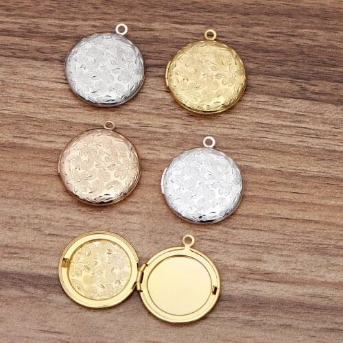 10 PCS 27.5mm Metal Brass Round Locket Pendant Can Open Photo Locket Pendant DIY Necklace Pendant Wholesale