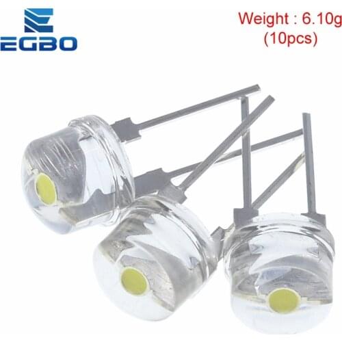 10PCS NEW F8 8mm 0.5W 3.0-3.2V Straw hat LED White Super bright LED lamp Wide Angle Transparent LED Lamp Strawhat LED