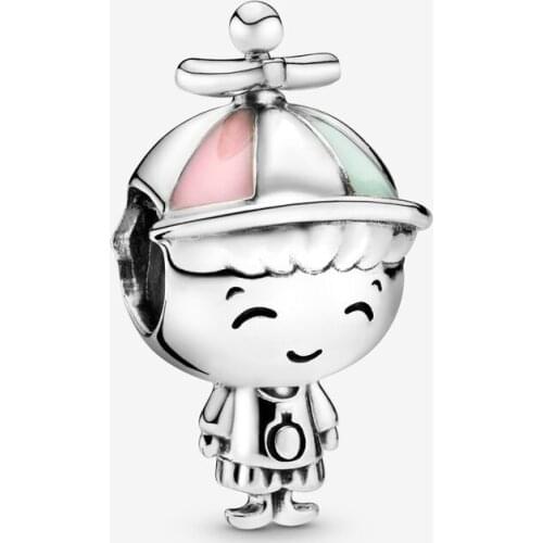 100% Real 925 Sterling Silver Propeller Hat Little Boy Charms Beads Fit Pandora Bracelet Women Charmsy DIY Jewelry Making