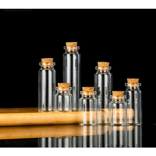 20/50PCS 22*60mm 5-25ml Storage Glass Bottles With Cork Stopper Crafts Tiny Jars Transparent Empty Glass Jar Mini Bottle Gift