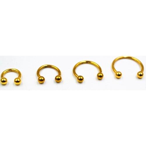 50pcs Free Shippment Gold Surgical Steel Circular Barbells Horseshoe Nose Ring Lip Ring,BCR Piercing earring tragus ring