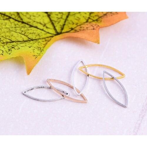 50pcs/lot 19*7mm Gold silver color Closed eye hollow Charms Connector Simple handmade craft tag pendants jewelry DIY material