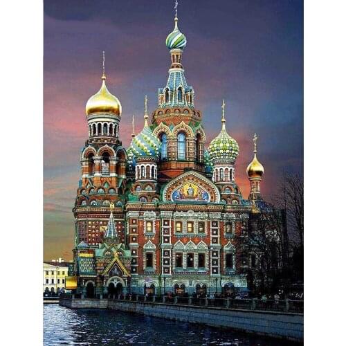 DIY Diamond Painting Castle Full Square 5D Diamond Embroidery Landscape Rhinestones Mosaic Church Handmade Gift