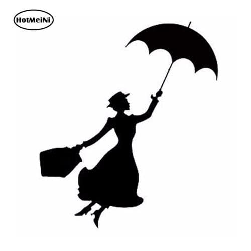 HotMeiNi Mary Poppins Car Sticker Vinyl Decal For Car Window Bumper Laptop Wall Decor Waterproof Black/Sliver 13*13cm