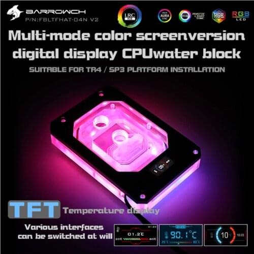 Barrowch FBLTFHAT-04N-V2, For AMD Ryzen Threadripper X399 Platform Blocks, Digital Display Temperature 0.4mm Microwaterway Block