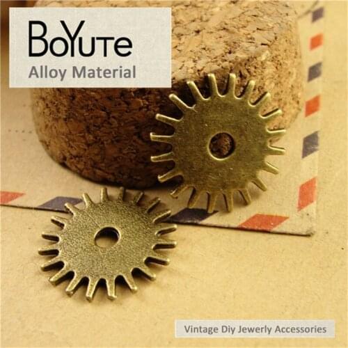 BoYuTe (100 Pieces/Lot) 18MM Antique Bronze Plated Zinc Alloy Materials Diy Charms Gear Metal Jewelry Findings Accessories