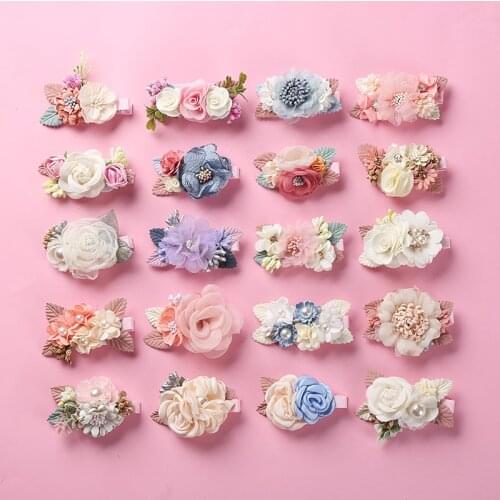 Handmade flowers European and American hair accessories for children baby traceless elastic headband super cute fashion parquet