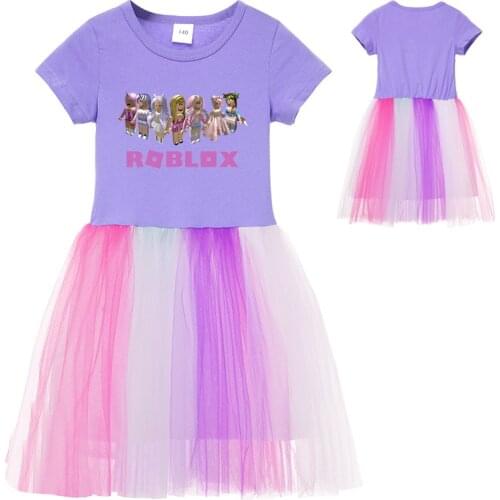 2021 Baby Girls ROBLOX Rainbow Mesh Princess Dress Kids Party Dress Children Birthday Costume Halloween Cosplay Costume for Gift