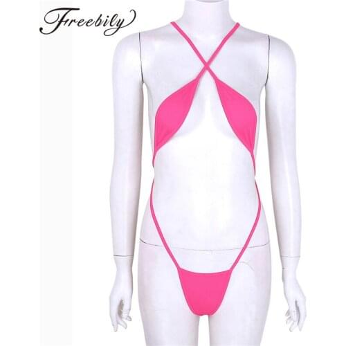 Teeny Strappy Criss Cross Backless One Piece Micro Bikini Thong Bodysuit Erotic Sex Costumes Bodysuit for Women Sexy Lingerie