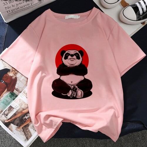 T shirt Women Casual Summer Kawaii Panda Printing 90s Kpop Style Fashion Clothes Tee Top Tshirt Female Harajuku Graphics T-shirt