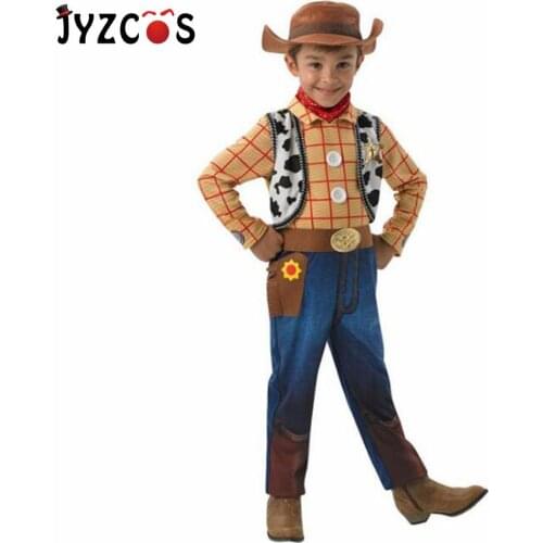 JYZCOS Halloween Costumes for Kids Boys Toy Story Woody Deluxe Children Fancy Party Woody Role Play Cowboy Fancy Dress Cosplay