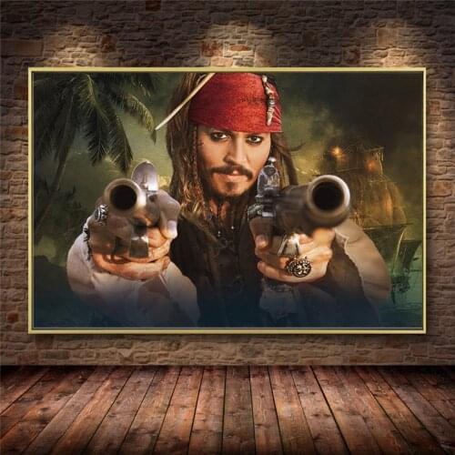 Classic Epic Movie Pirates of The Caribbean Canvas Painting Captain Jack Sparrow Poster and Print Wall Art Picture Home Decor
