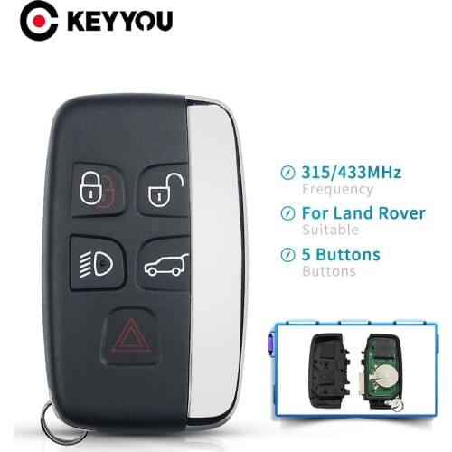 KEYYOU 5pcs 5 Buttons Remote Key Shell Fob 315MHz / 433MHz For Land Rover LR2 LR4 Range Rover Evoque Sport 2012-2017 KOBJTF10A