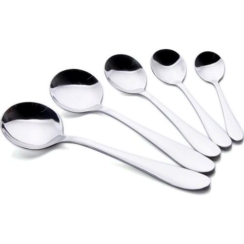 Round Soup Spoons for Kids Aduls Stainless Steel Dishwasher Safe Spoon S7