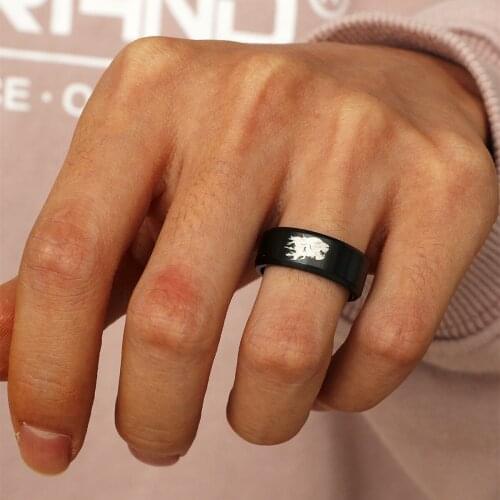 MANGOSKY 8mm Fashion Design Fierce Tiger Men Ring