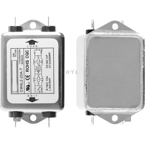 Power EMI Filter CW4L2-20A-T Monophasic Enhanced AC 220V 50/60 HZ New