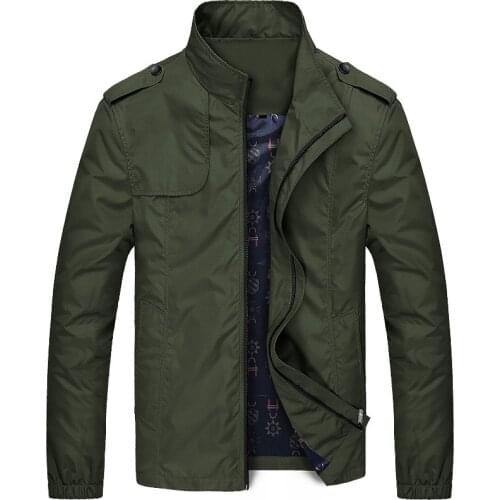 Solid color New 2020 Casual Jacket M-4XL Men Spring Autumn Outerwear Mandarin Collar Clothing