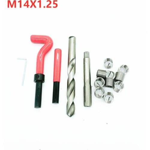 M14X1.25 Thread Repair Tool Kit for Engine Block Restoring Damaged Threads Spanner Wrench Twist Drill Bit Coarse Crowbar Set