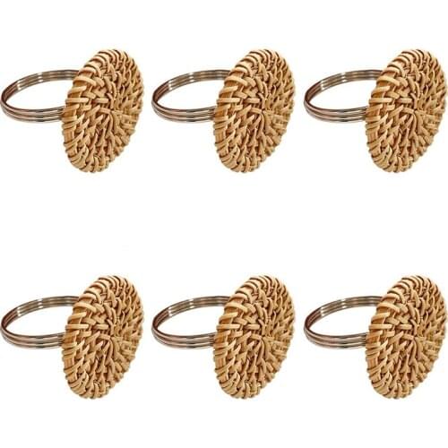 Fall Napkin Rings Set Of 6, Vintage Napkin Ring For Table Setting, Handmade Rattan Serviette Rings Holder For Wedding
