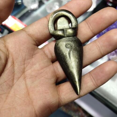 Natural Gold Obsidian Crystal Goddess Fortune Ornaments