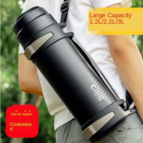 New large-capacity stainless steel vacuum flask cup portable car insulated water bottle outdoor travel sports hot water bottle
